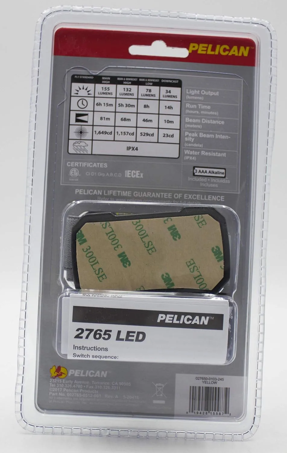 Pelican 027650-0103-245 Headlamp Yellow (LED Upgrade)