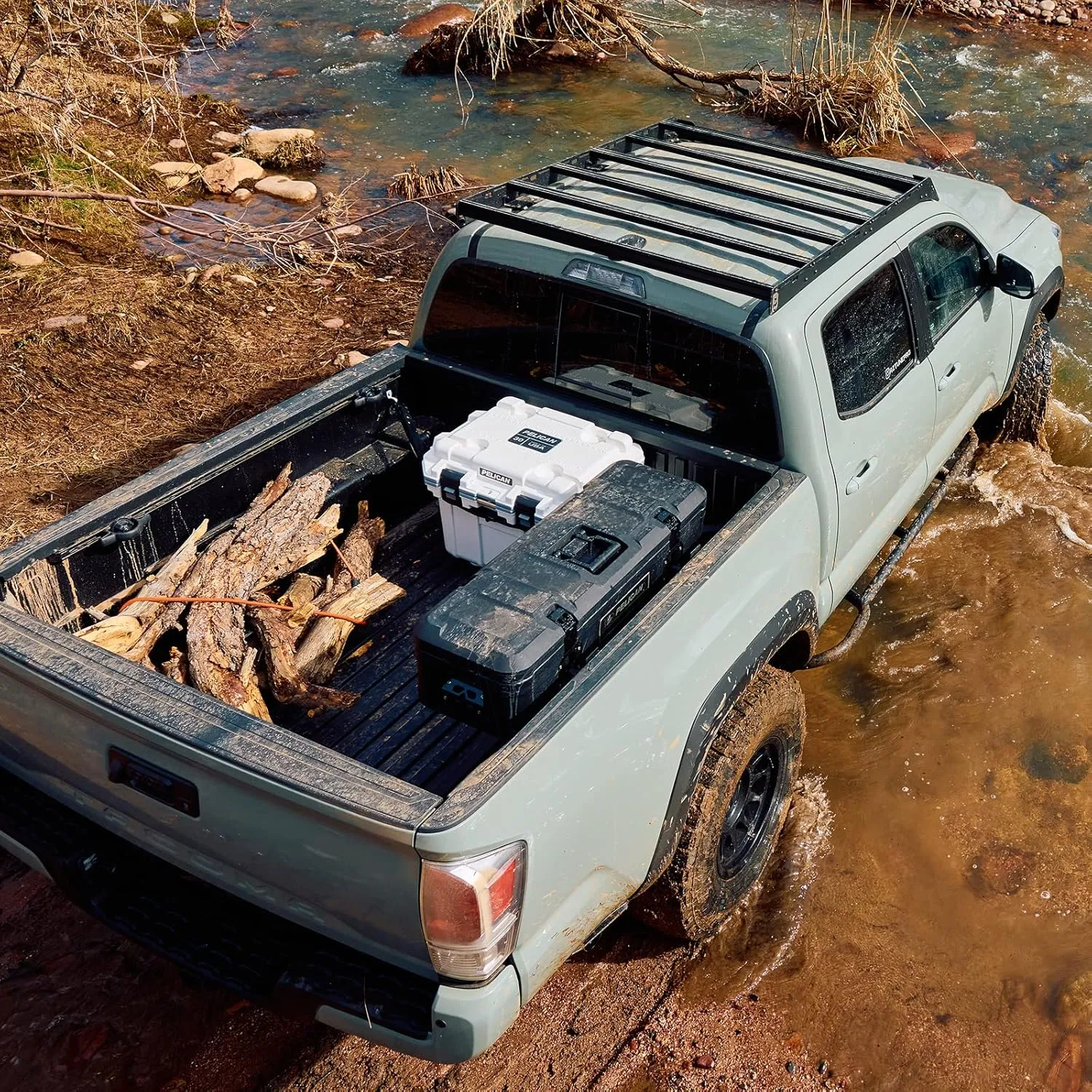 Pelican Cargo Case - SDDLMT2B Saddle Case Bed Mount Kit for Toyota Tacoma Truck (Compatible with Cases BX55S BX85S)