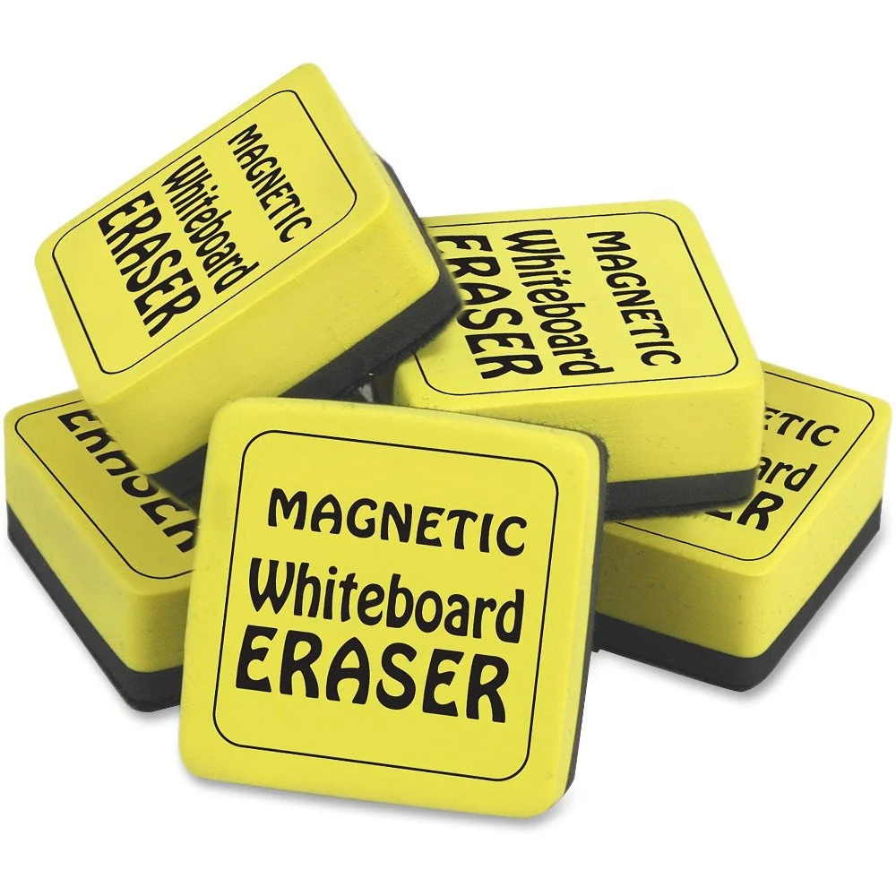 The Pencil Grip Magnetic Whiteboard Eraser Class Pack, 2in x 2in, Yellow