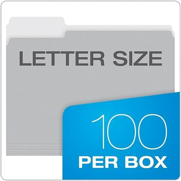 Pendaflex Interior File Folders, 1/3 Cut, Top Tab, Letter Size, Gray, 100 per Box (4210 1/3 GRA)