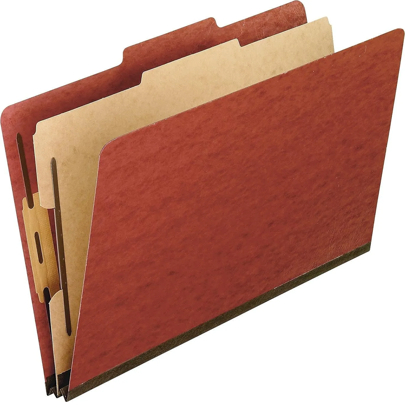 Pendaflex 2157R Four-Section Pressboard Folders, Legal, 2/5 Tab, Red (Box of 10)