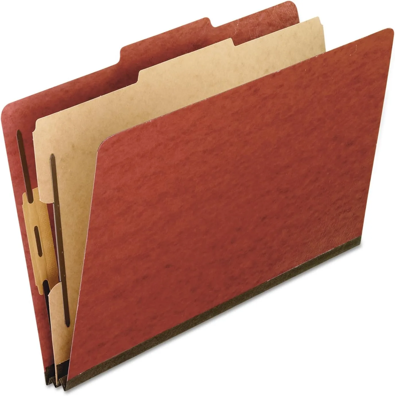 Pendaflex 2157R Four-Section Pressboard Folders, Legal, 2/5 Tab, Red (Box of 10)