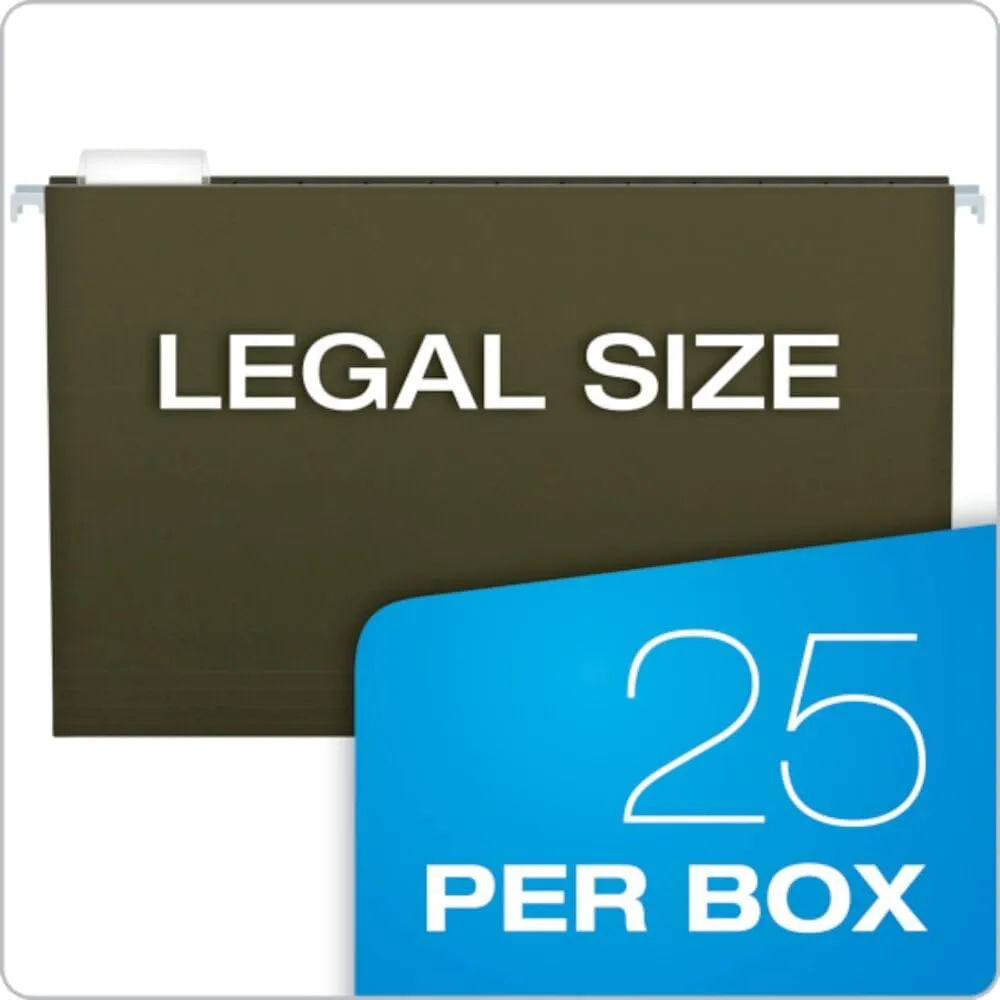 Pendaflex Extra Capacity Reinforced Hanging Folders, Legal, Standard Green