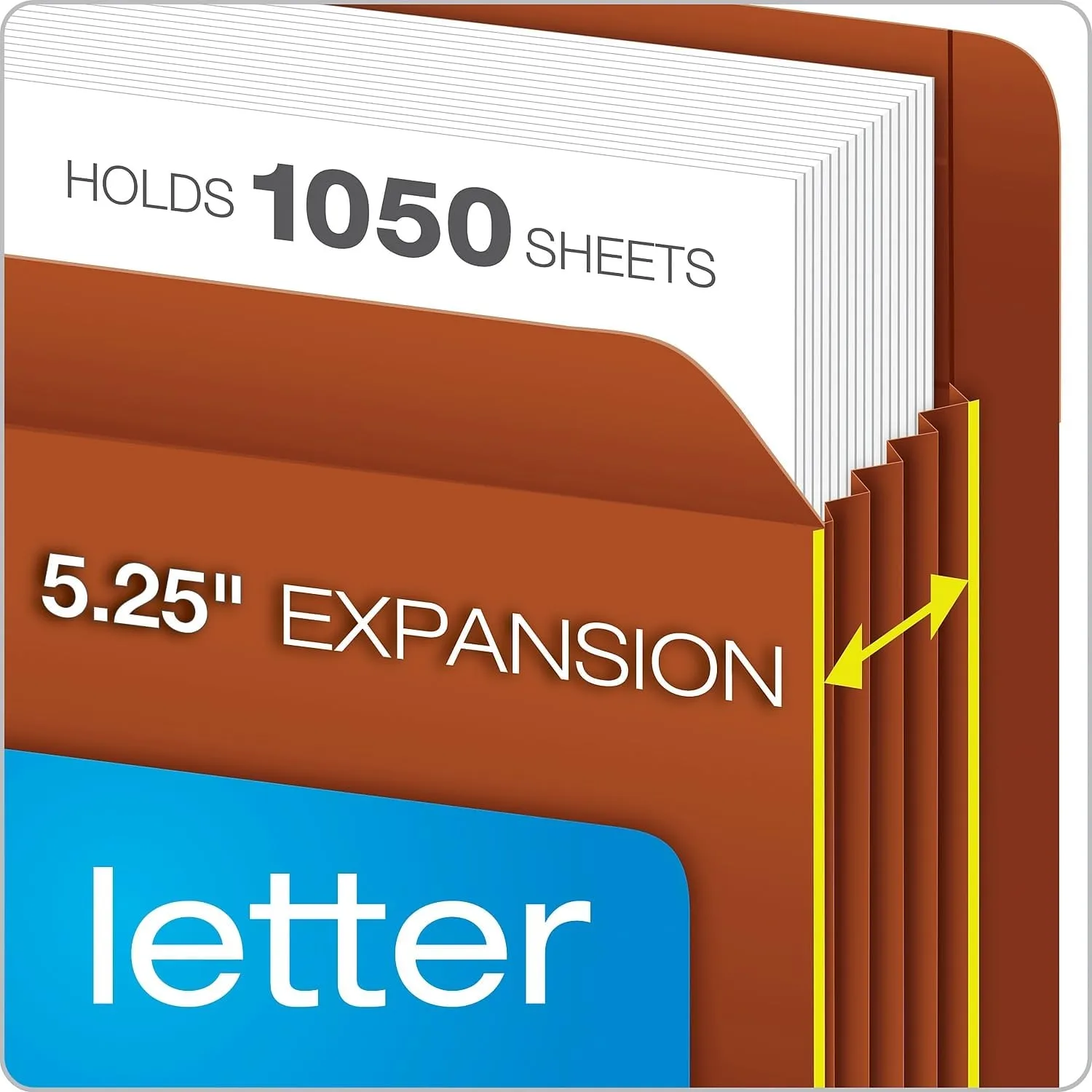 Pendaflex Fiber Stock Heavy-Duty Expanding Pocket Folders, 5 1/4in Expansion, Letter Size, Red, Box Of 10 Folders