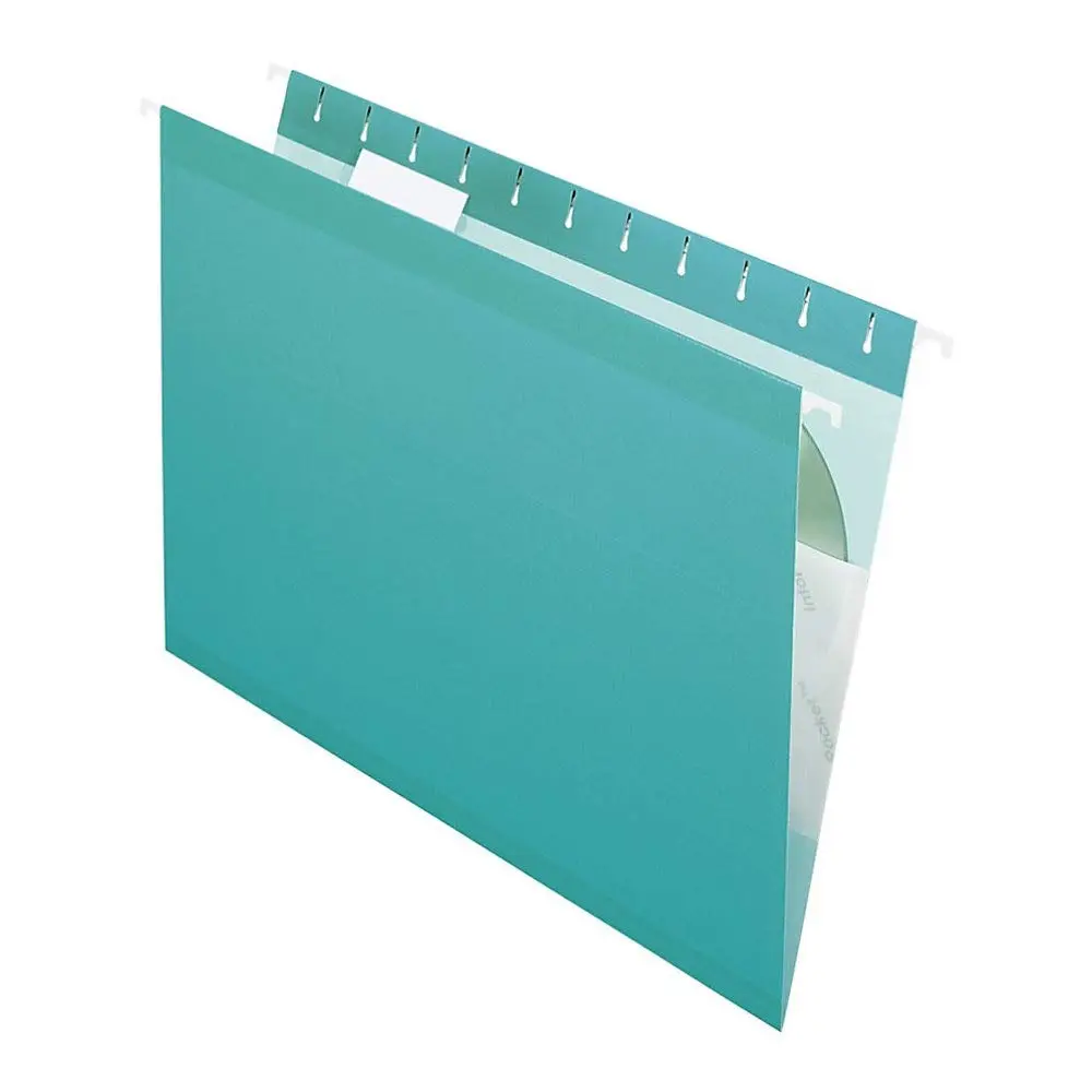 Pendaflex Reinforced Hanging File Folders, Letter Size, Aqua, 1/5 Cut, 25/BX (4152 1/5 AQU)