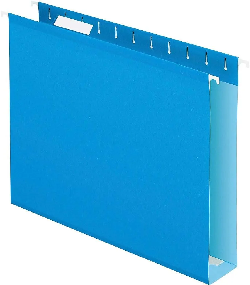 Pendaflex Premium Reinforced Color Extra-Capacity Hanging Folders, Letter Size, Blue, Pack Of 25