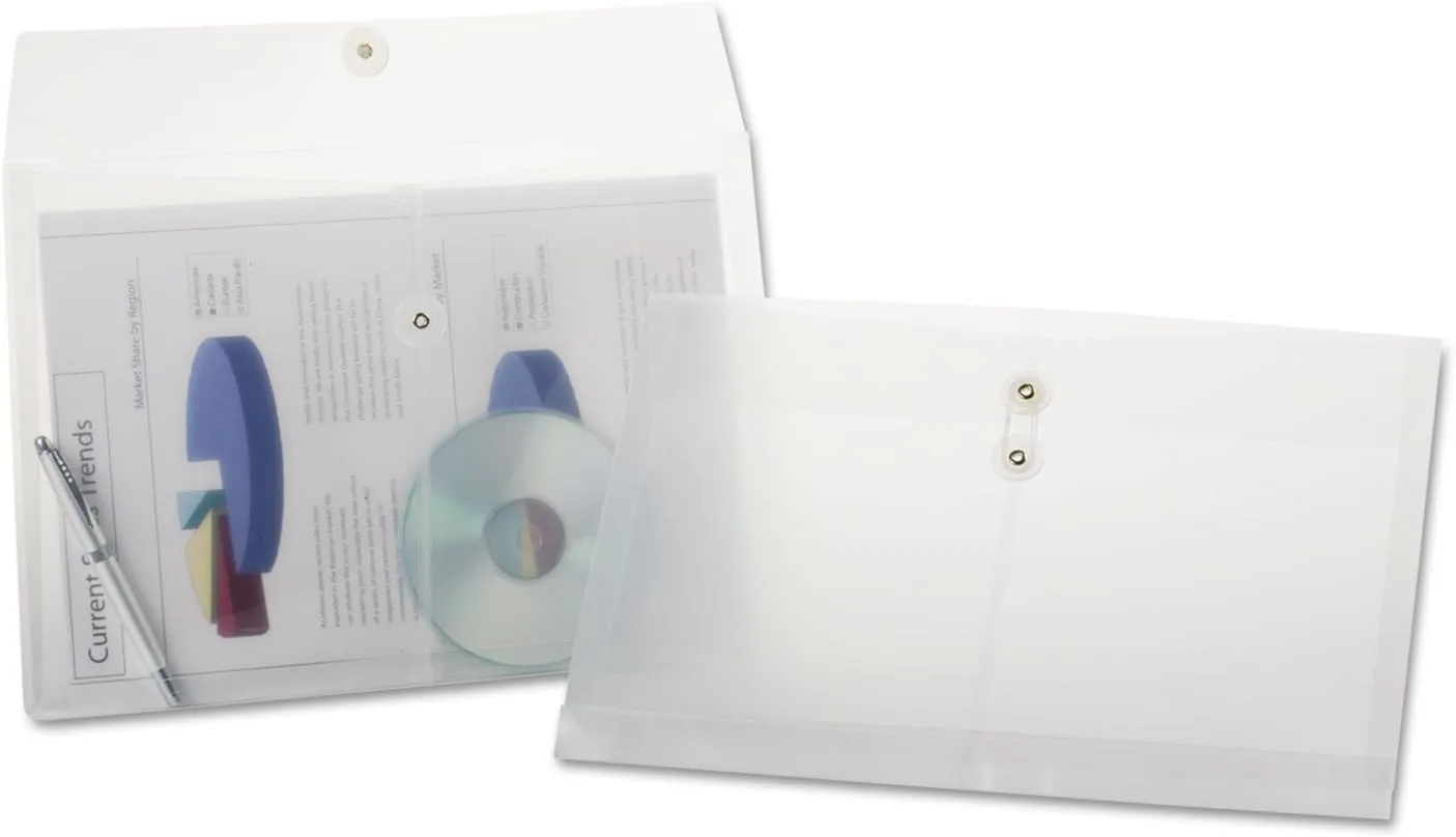 Pendaflex Expandable Poly String & Button Booklet Envelope, Legal, Clear, 3-Pack