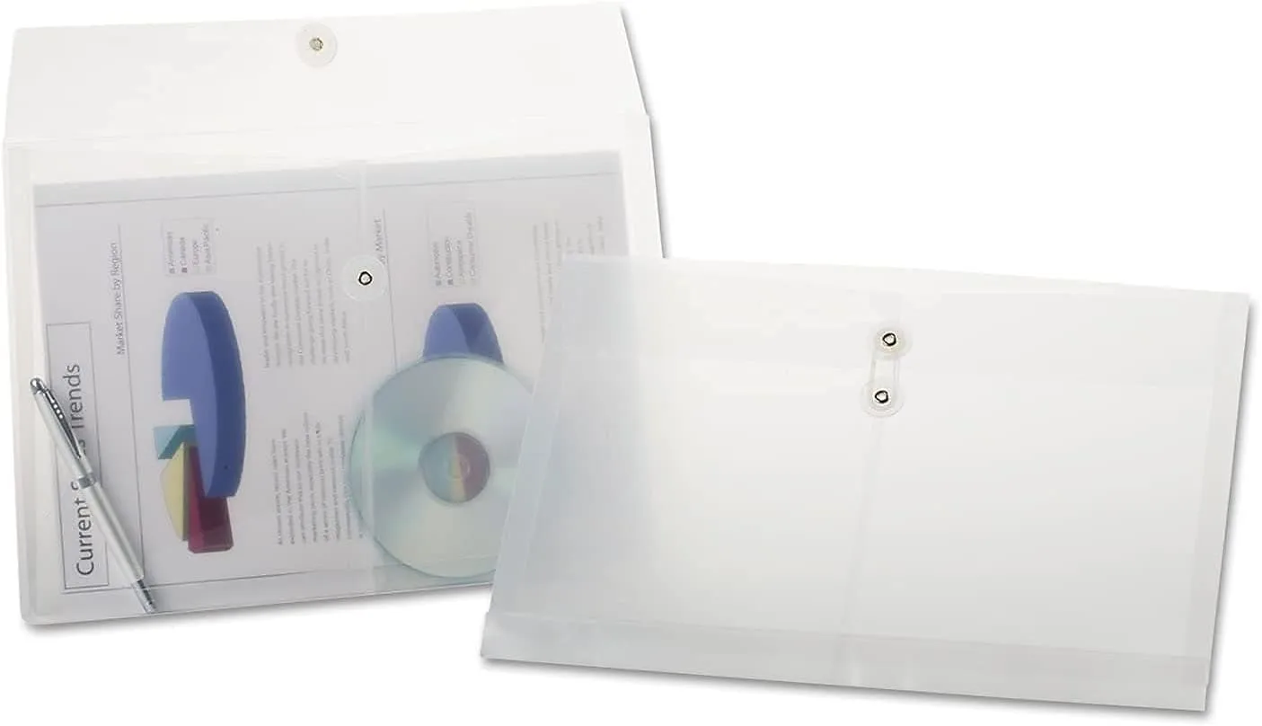 Pendaflex Expandable Poly String & Button Booklet Envelope, Legal, Clear, 3-Pack