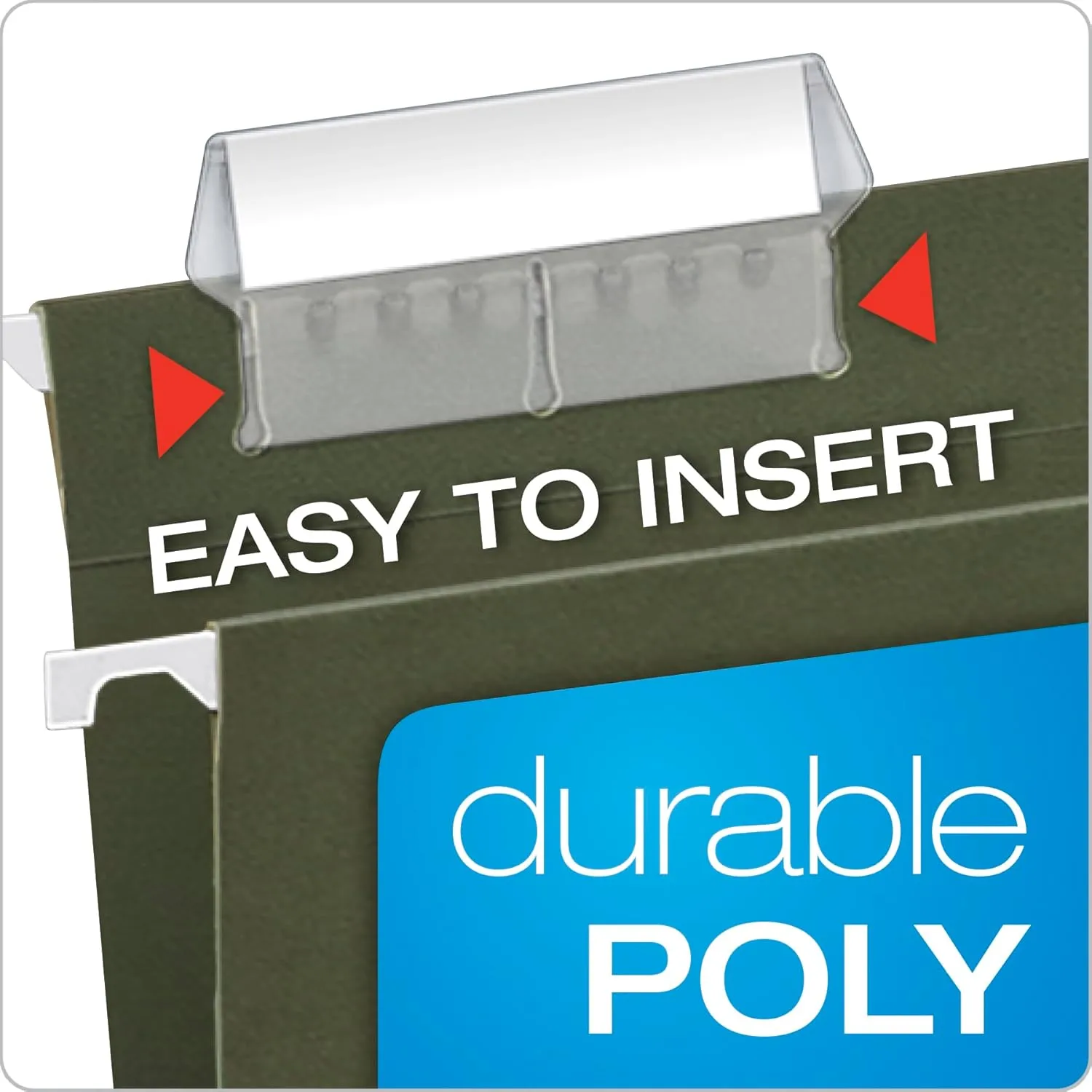 Pendaflex Hanging File Folder Plastic Tabs, Clear, Pack of 25