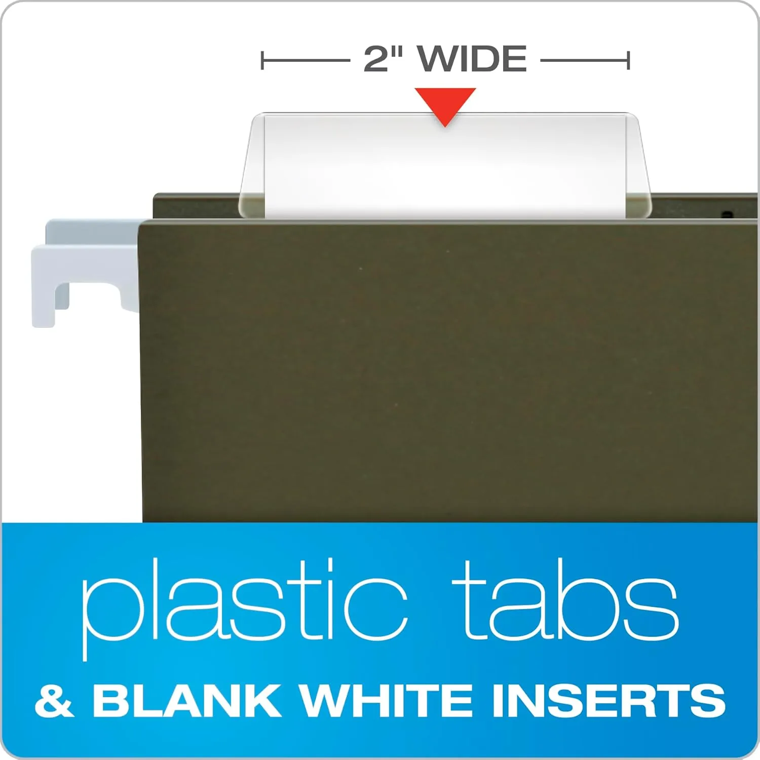 Pendaflex Hanging File Folder Plastic Tabs, Clear, Pack of 25