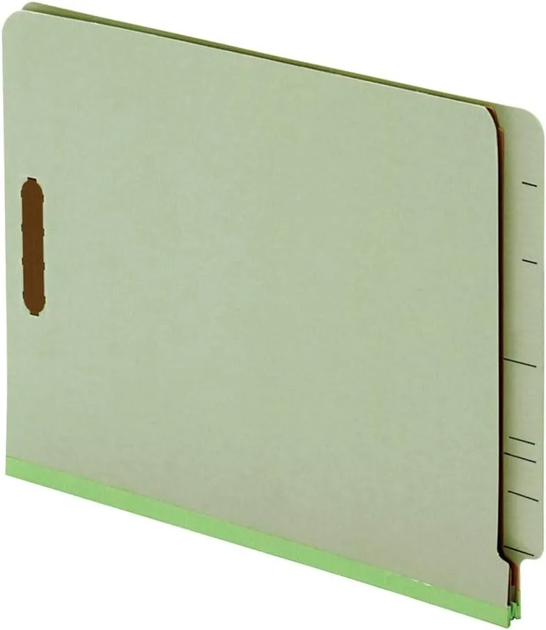 Pendaflex End-Tab Classification Folder, 2 1/2in Expansion, Letter, 2 Dividers, Light Green, 10 Pack