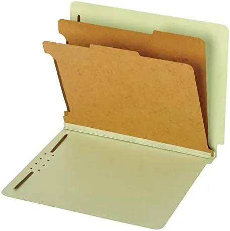 Pendaflex End-Tab Classification Folder, 2 1/2in Expansion, Letter, 2 Dividers, Light Green, 10 Pack