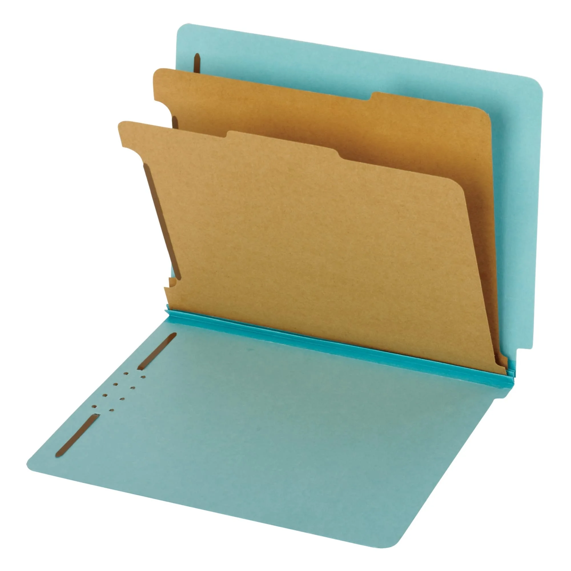 Globe-Weis End Tab Classification Folders, 2 Dividers, 2-Inch Embedded Fasteners, Letter Size, Blue, 10 Folders per Box (23781)
