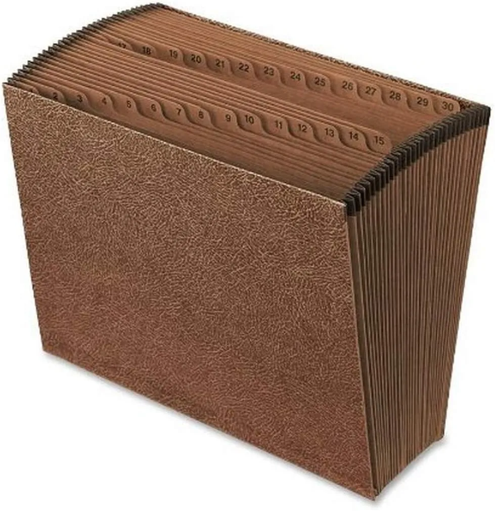 Office Depot Brand Expanding File, 1-31, 31 Pockets, Letter Size, 1-3/4in Expansion, 30% Recycled, Brown