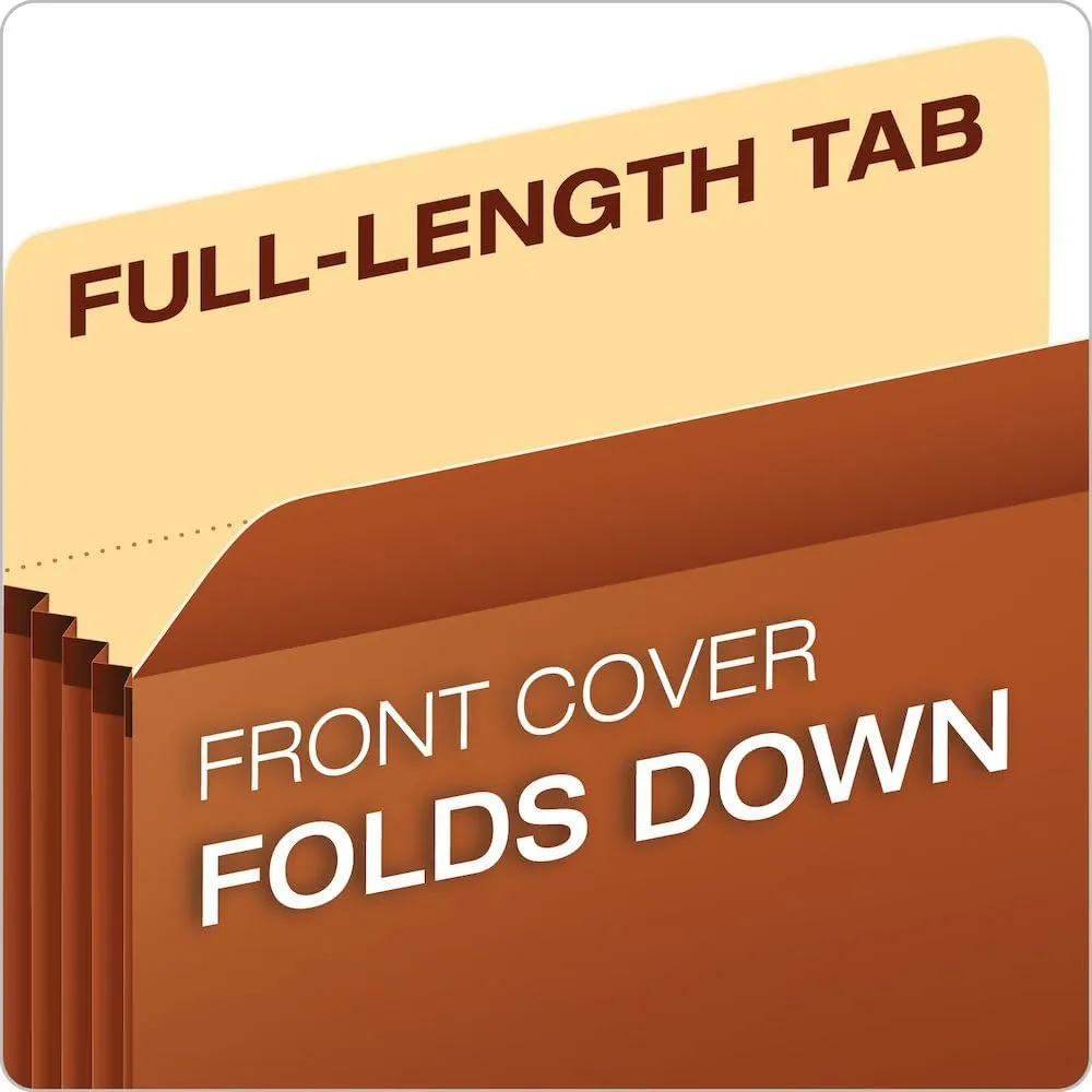 Pendaflex Oxford Expanding File Pockets, Letter, 1.75in Expansion, Red, 25 Pack