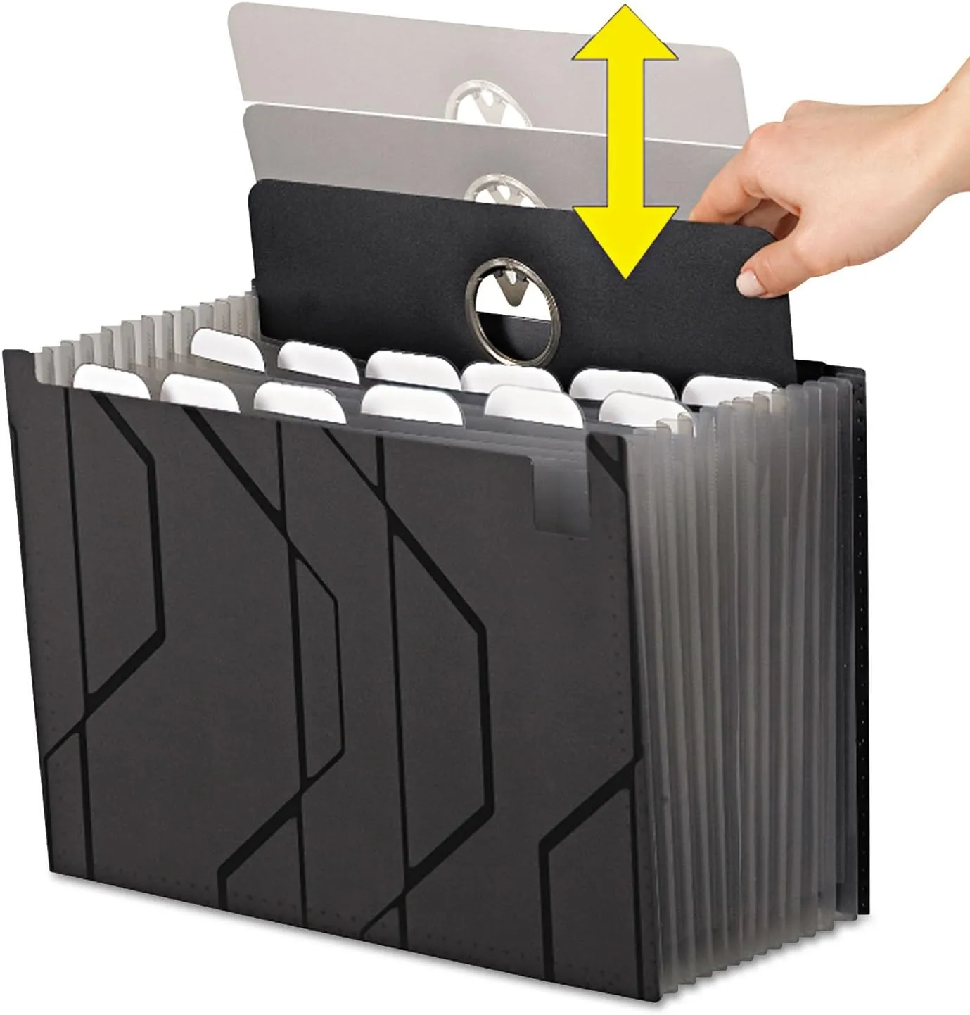 Pendaflex Sliding Cover Expanding File, 13 Pockets, Letter Size, Black