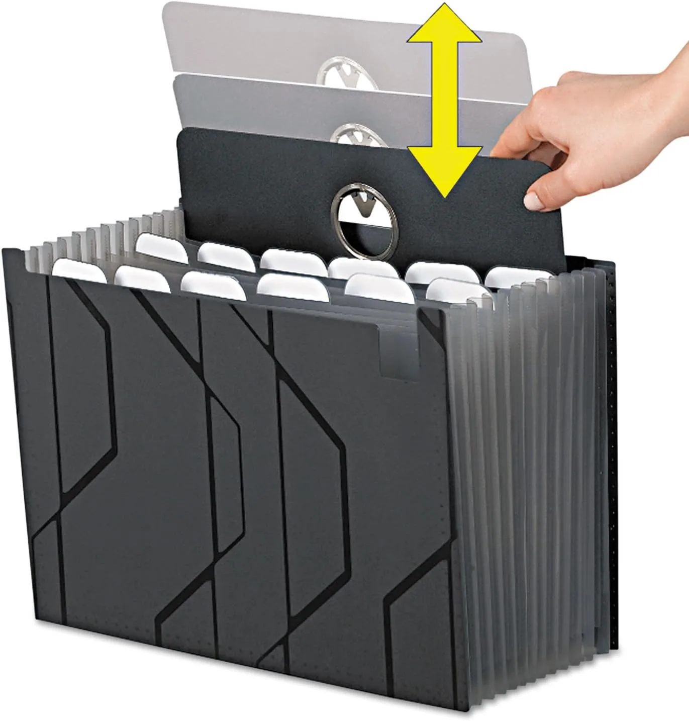 Pendaflex Sliding Cover Expanding File, 13 Pockets, Letter Size, Black