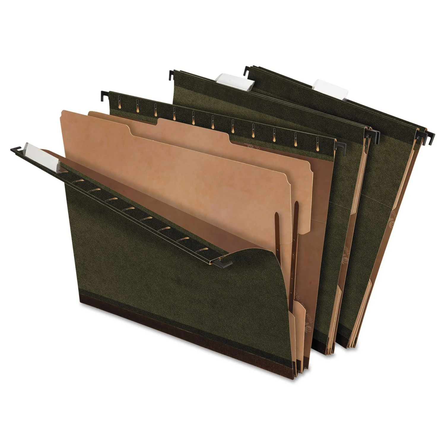 Pendaflex PFX59254 SureHook Reinforced Hanging Folder, 2 Dividers, Letter, 1/5 Tab, Green (Box of 10)