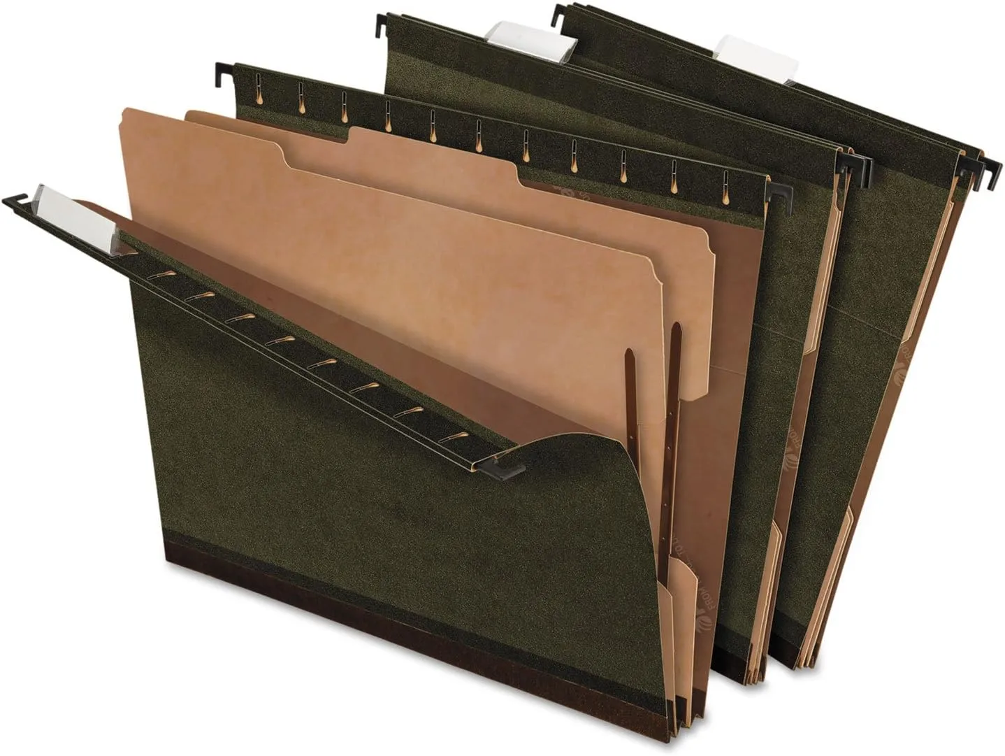 Pendaflex PFX59254 SureHook Reinforced Hanging Folder, 2 Dividers, Letter, 1/5 Tab, Green (Box of 10)