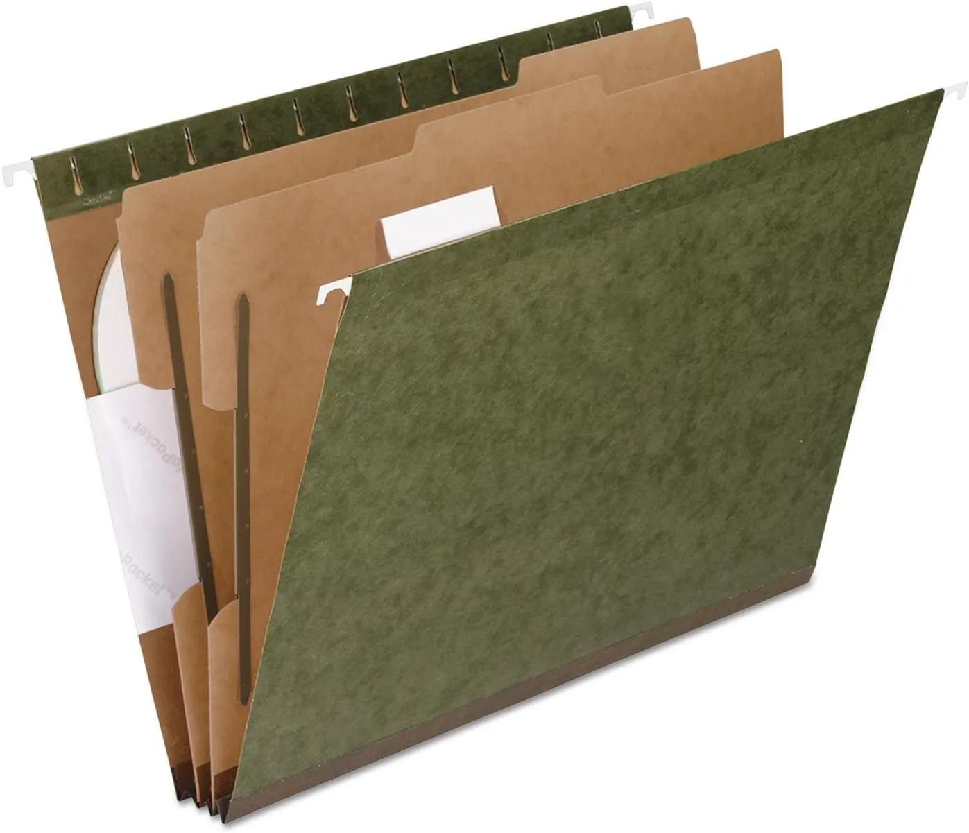 Pendaflex PFX59254 SureHook Reinforced Hanging Folder, 2 Dividers, Letter, 1/5 Tab, Green (Box of 10)