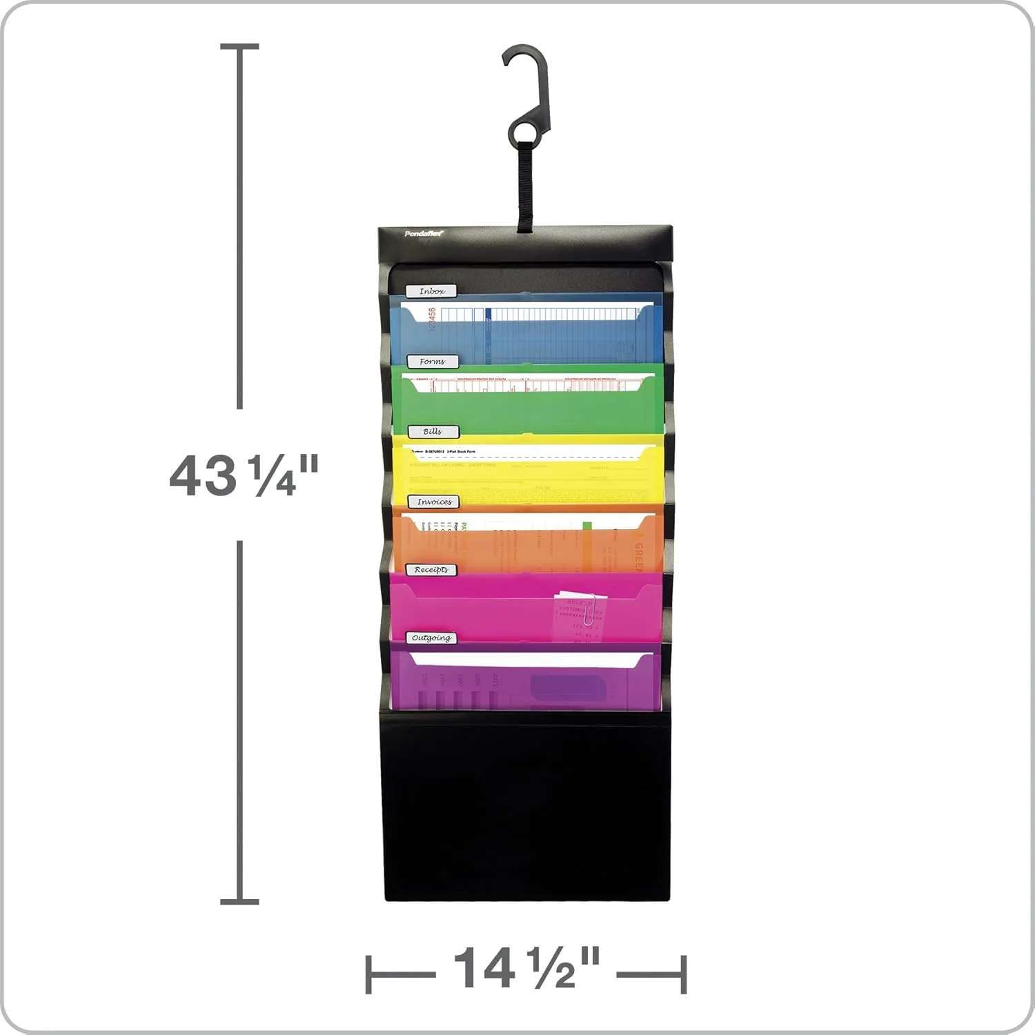 Pendaflex Hanging Organizer All-in-1 Wall File, Letter Size, Black/Assorted 52891