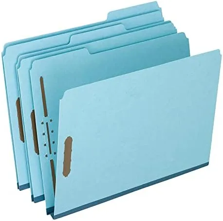 Pendaflex® Heavy-Duty Pressboard Folders With Embossed Fasteners, Letter Size, 100% Recycled, Blue, Pack Of 25