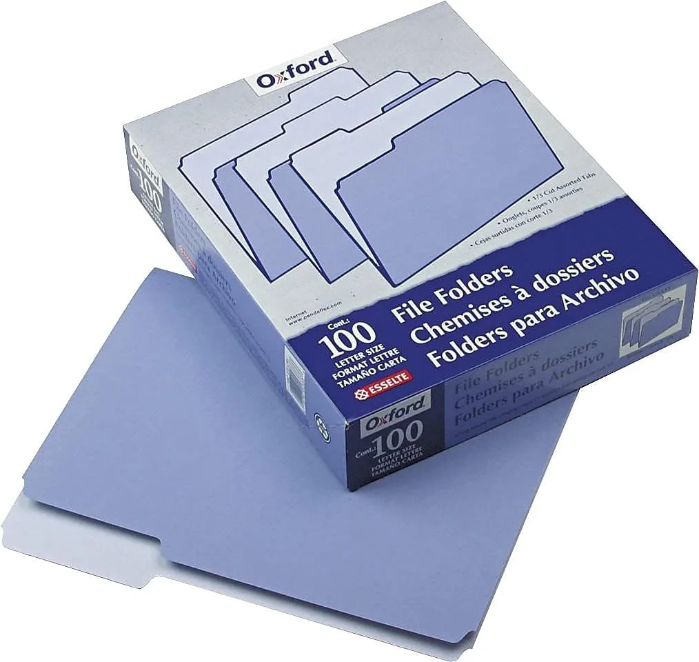 PENDAFLEX Two-Tone Color File Folders, Letter Size, 1/3 Cut, 100 Per box