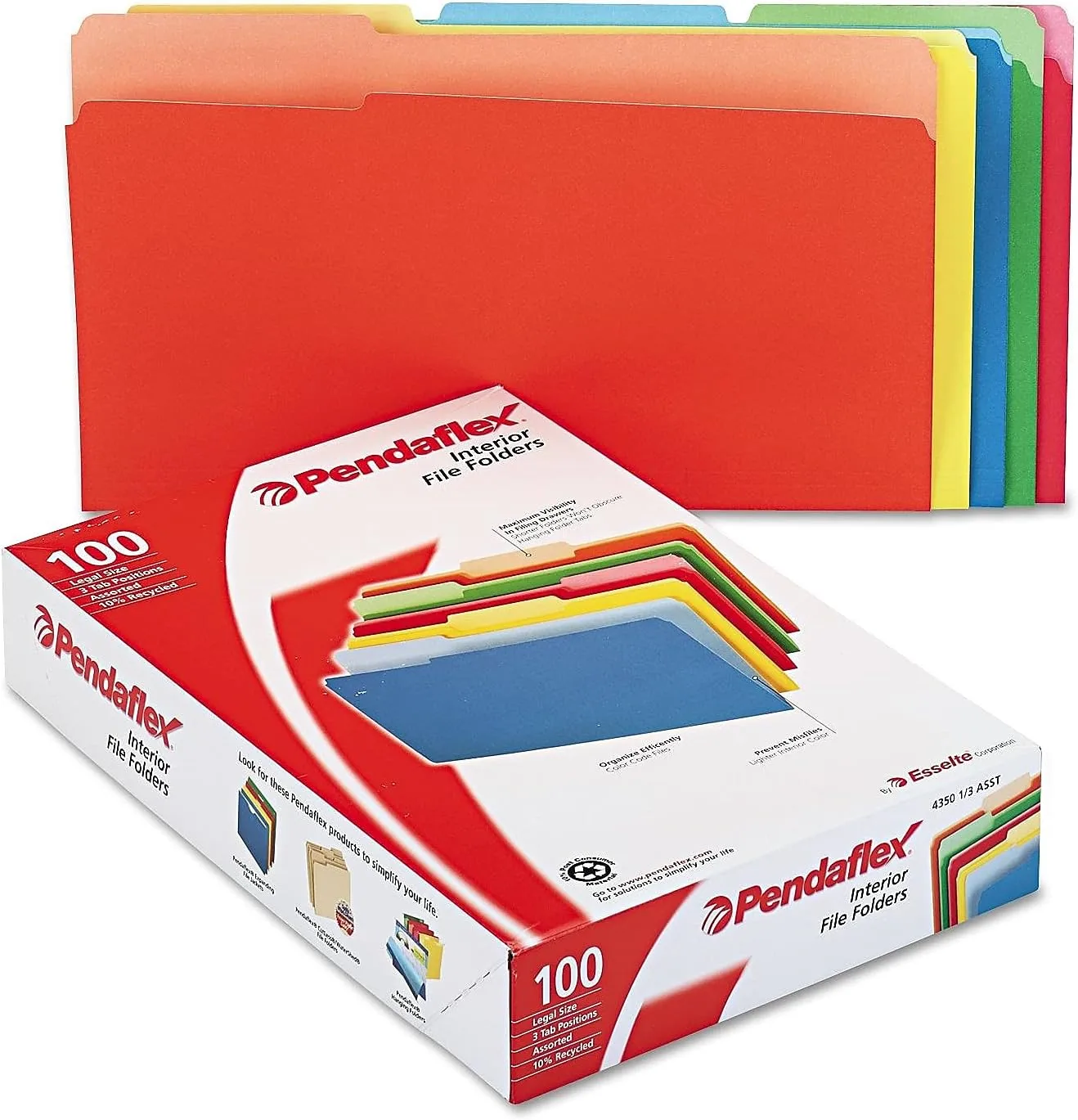 Pendaflex Interior File Folders, 1/3-Cut Top Tab, Legal
