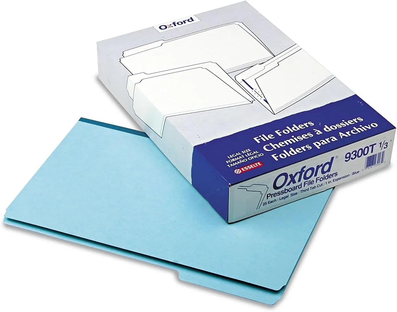 Pendaflex 9300T13 Tab Folders, 1/3 Cut, 9-1/2-Inch H, Legal-Size, 25/BX, Blue