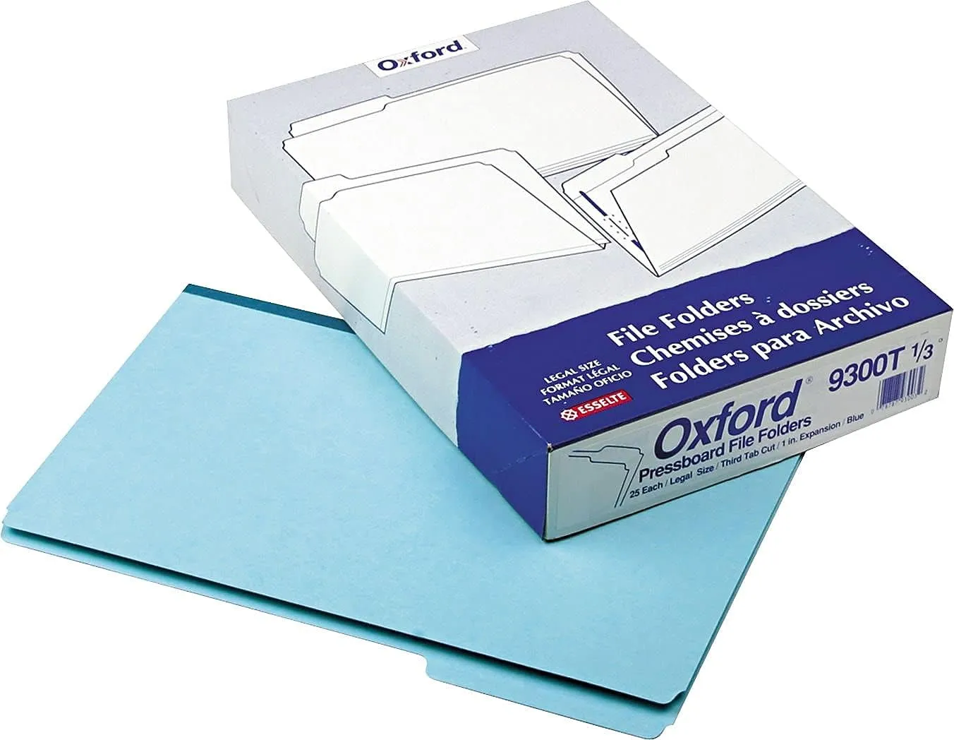 Pendaflex 9300T13 Tab Folders, 1/3 Cut, 9-1/2-Inch H, Legal-Size, 25/BX, Blue