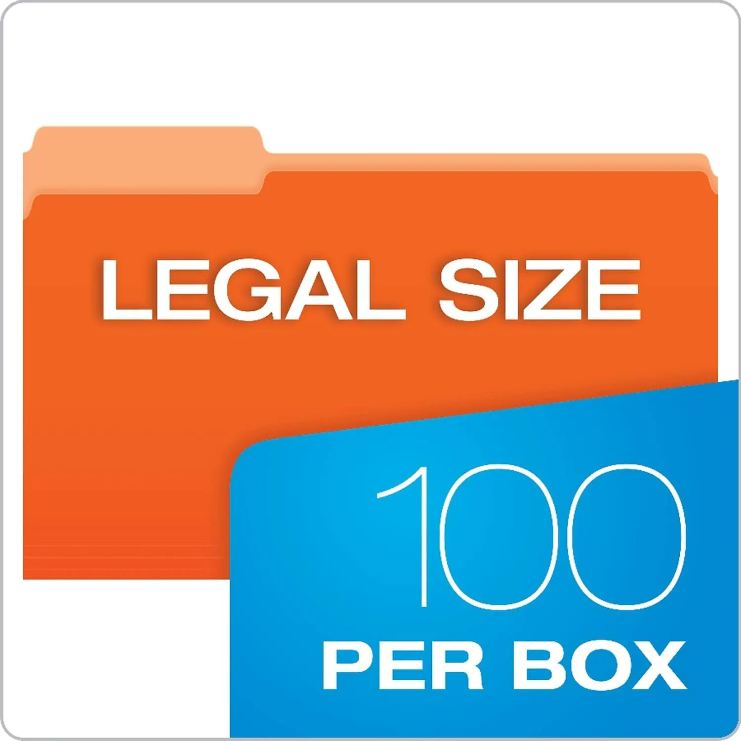 Pendaflex Two-Tone Color File Folders, Legal Size, Orange, 1/3 Cut, 100/BX (153 1/3 ORA)