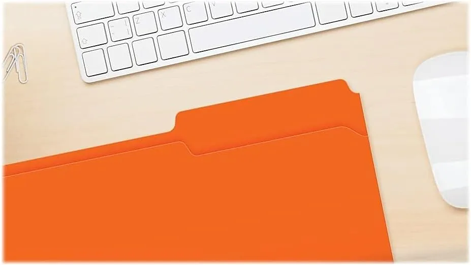 Pendaflex Two-Tone Color File Folders, Legal Size, Orange, 1/3 Cut, 100/BX (153 1/3 ORA)