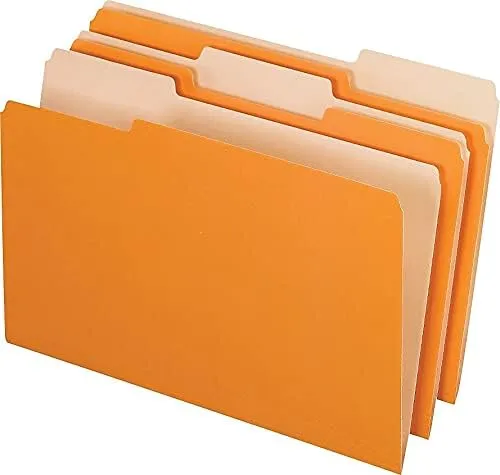 Pendaflex Two-Tone Color File Folders, Legal Size, Orange, 1/3 Cut, 100/BX (153 1/3 ORA)