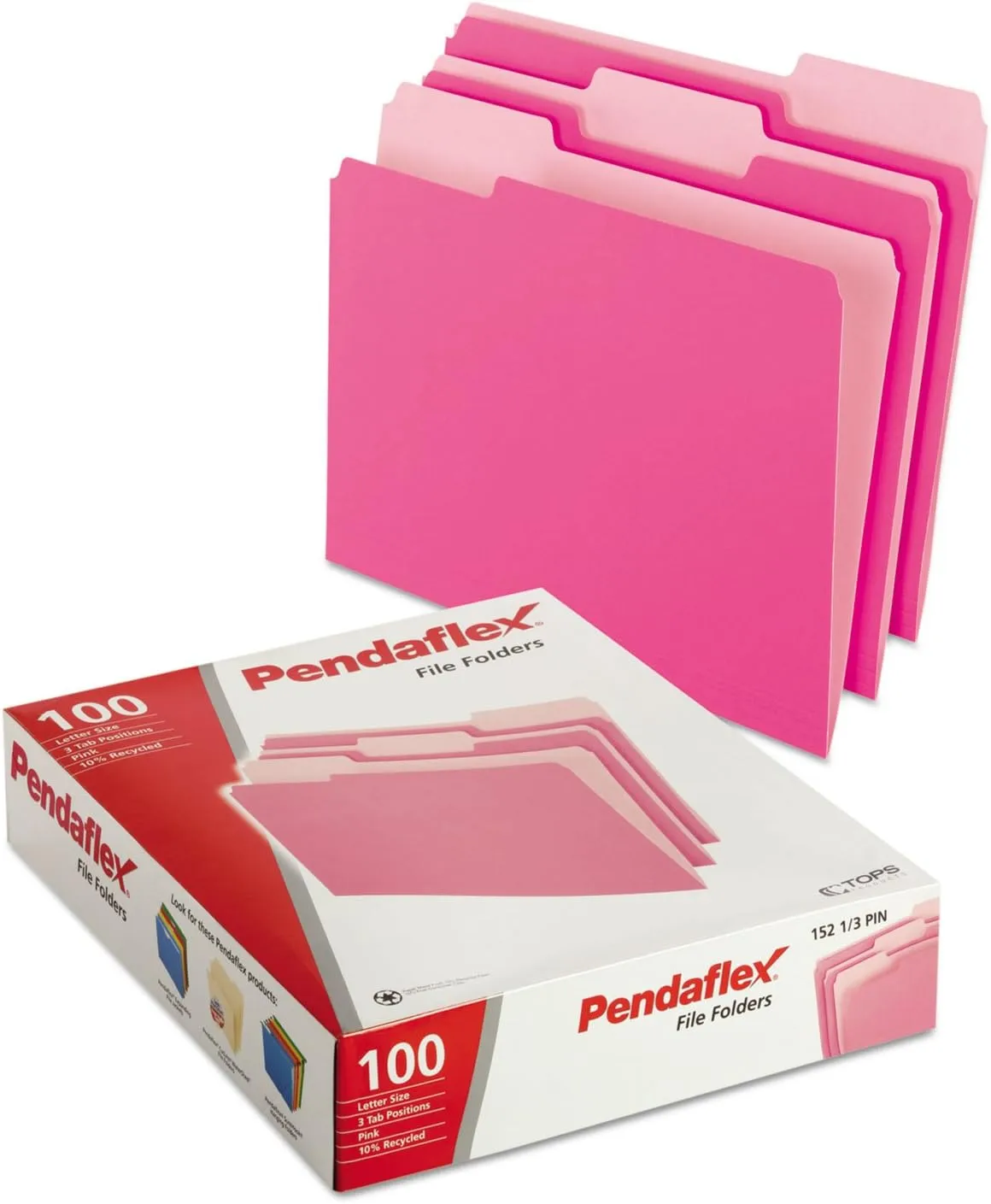 PENDAFLEX Two-Tone Color File Folders, Letter Size, 1/3 Cut, 100 Per box