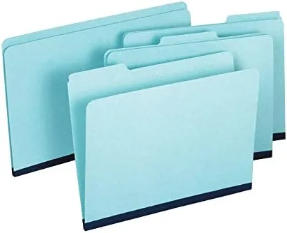 Pendaflex® Pressboard Expansion File Folders Without Fasteners, 1" Expansion, Letter Size, 60% Recycled, Light Blue, Pack Of 25 Folders
