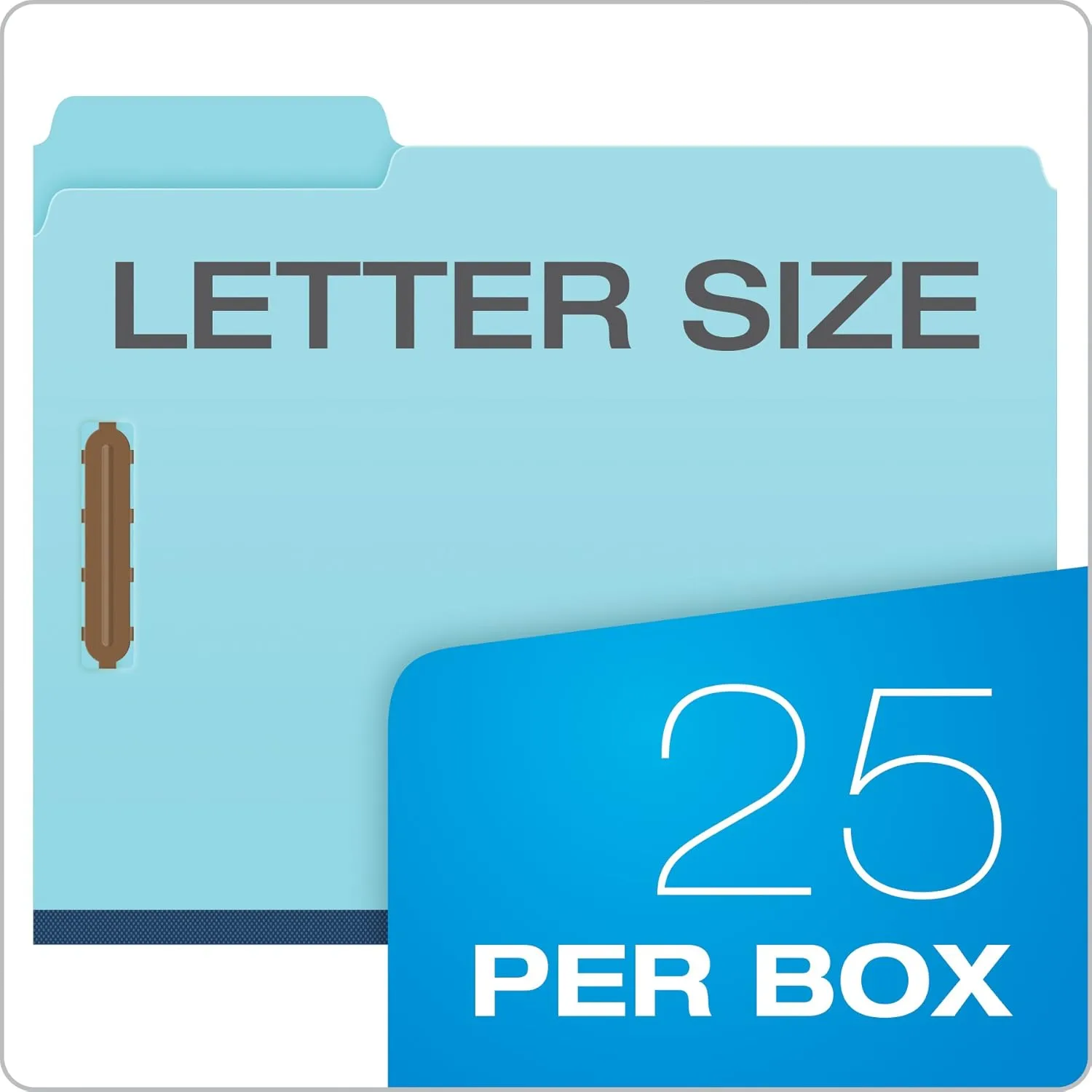 Globe Weis Pendaflex Pressboard Fastener Folders, Letter Size, Light Blue, 1" Expansion, 1/3 Cut, 25/BX