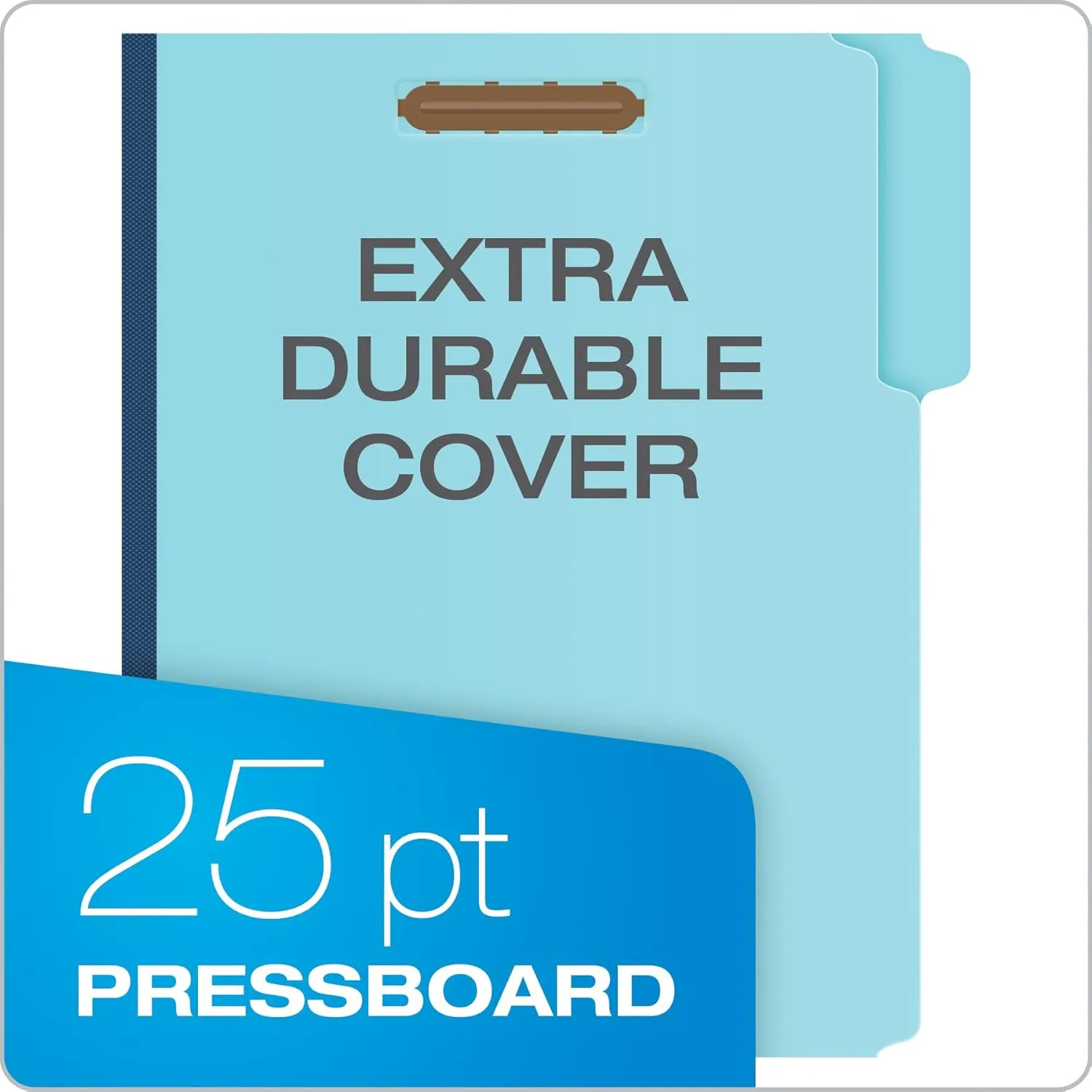 Globe Weis Pendaflex Pressboard Fastener Folders, Letter Size, Light Blue, 1" Expansion, 1/3 Cut, 25/BX
