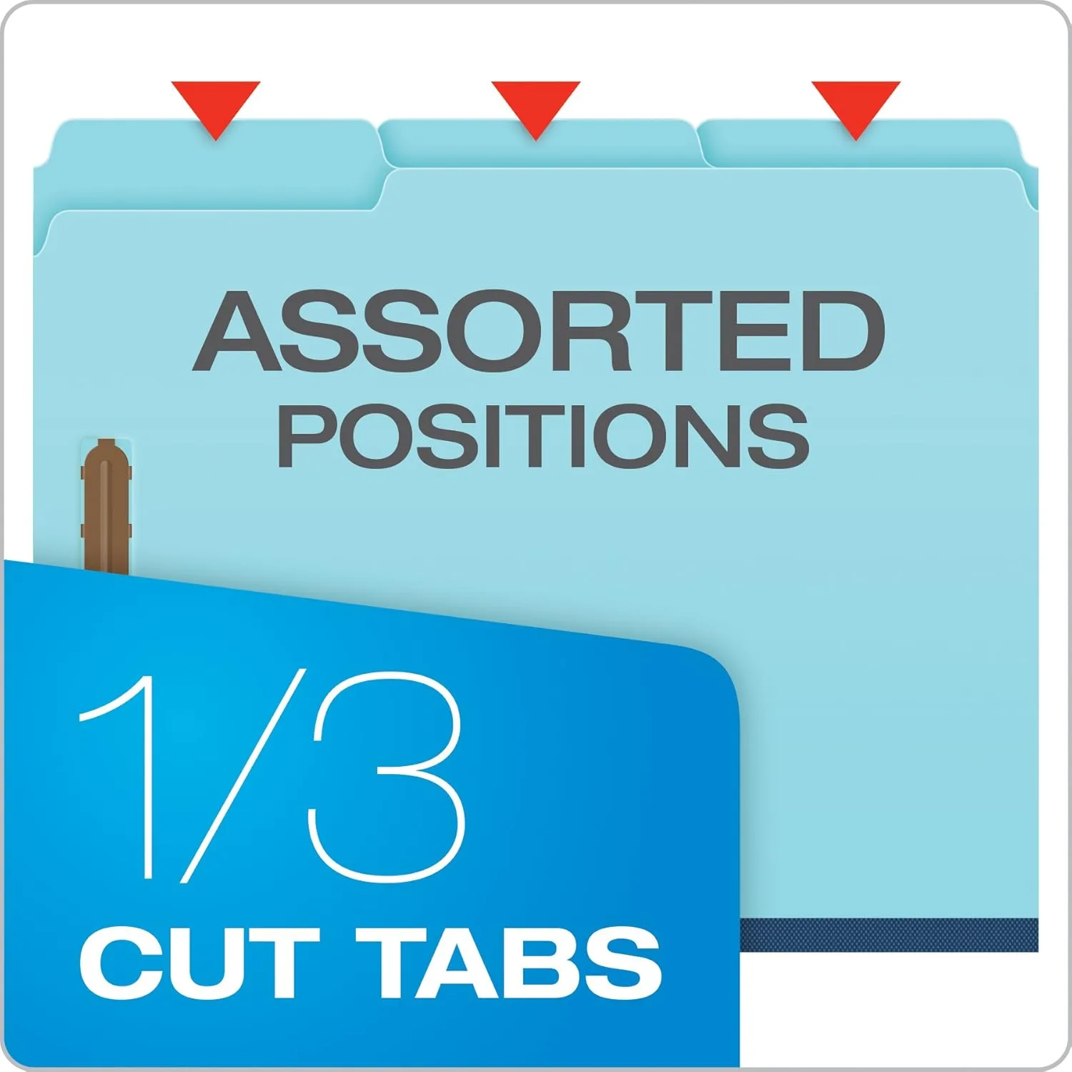 Globe Weis Pendaflex Pressboard Fastener Folders, Letter Size, Light Blue, 1" Expansion, 1/3 Cut, 25/BX