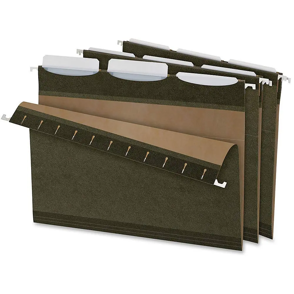 Pendaflex Ready-Tab Reinforced Hanging File Folders, Letter Size, Standard Green, 3 Tab 25/BX (42620)