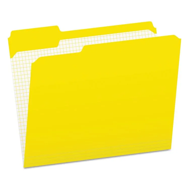 Pendaflex Color Reinforced Top File Folders With Interior Grid, 1/3 Cut, Letter Size, Yellow, Pack Of 100