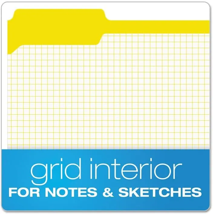 Pendaflex Color Reinforced Top File Folders With Interior Grid, 1/3 Cut, Letter Size, Yellow, Pack Of 100