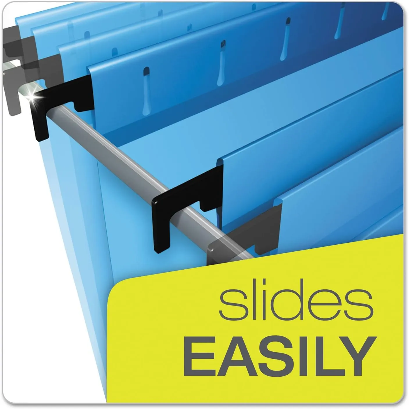 Pendaflex SureHook Reinforced Hanging Folders, Letter Size, 1/5-Cut Tabs, Blue - 20/Box