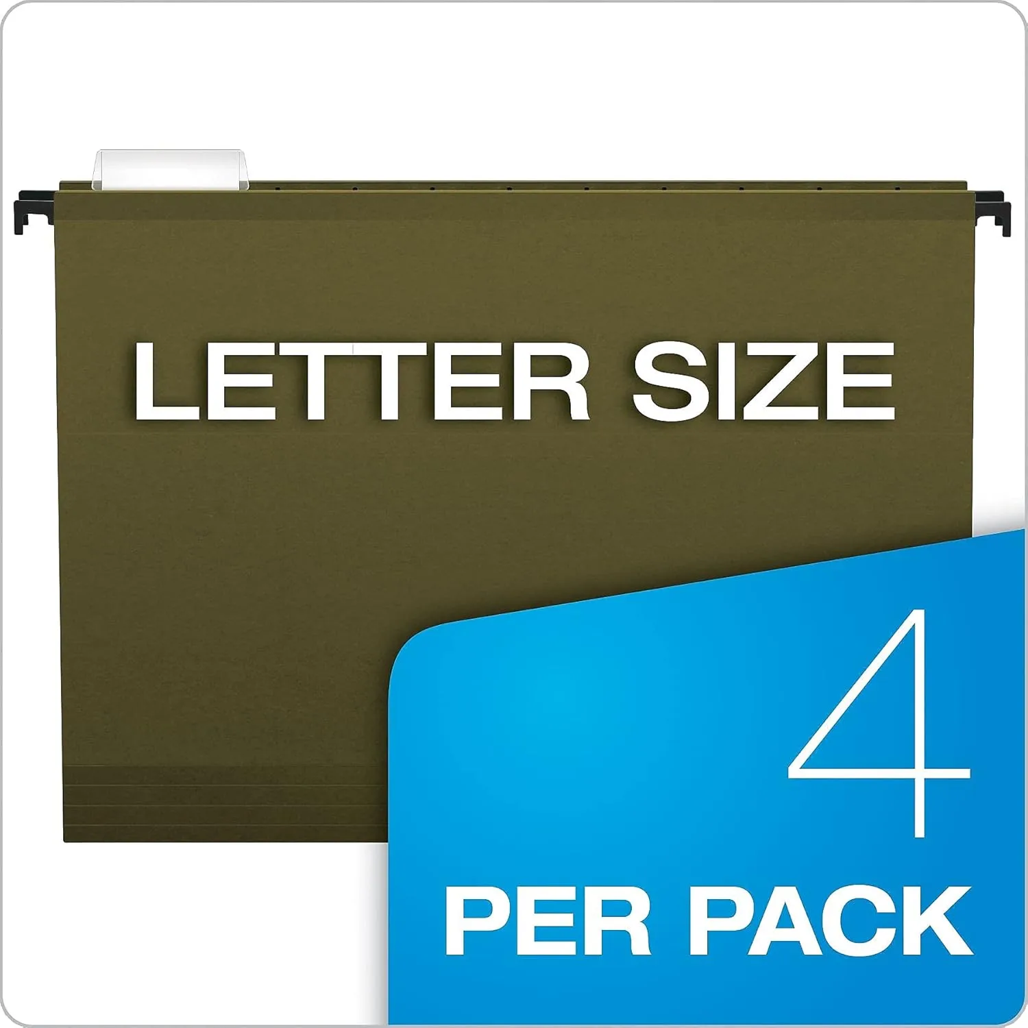 Pendaflex SureHook Extra-Capacity Hanging Pockets, 3 1/2in Expansion, Letter-Size, Standard Green, Pack Of 4