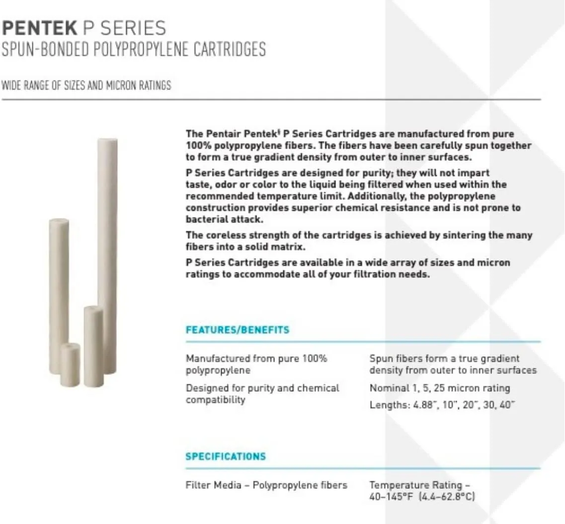 PENTEK P Series 10-Inch Spun-Bonded Polypropylene Sediment Filter Cartridge