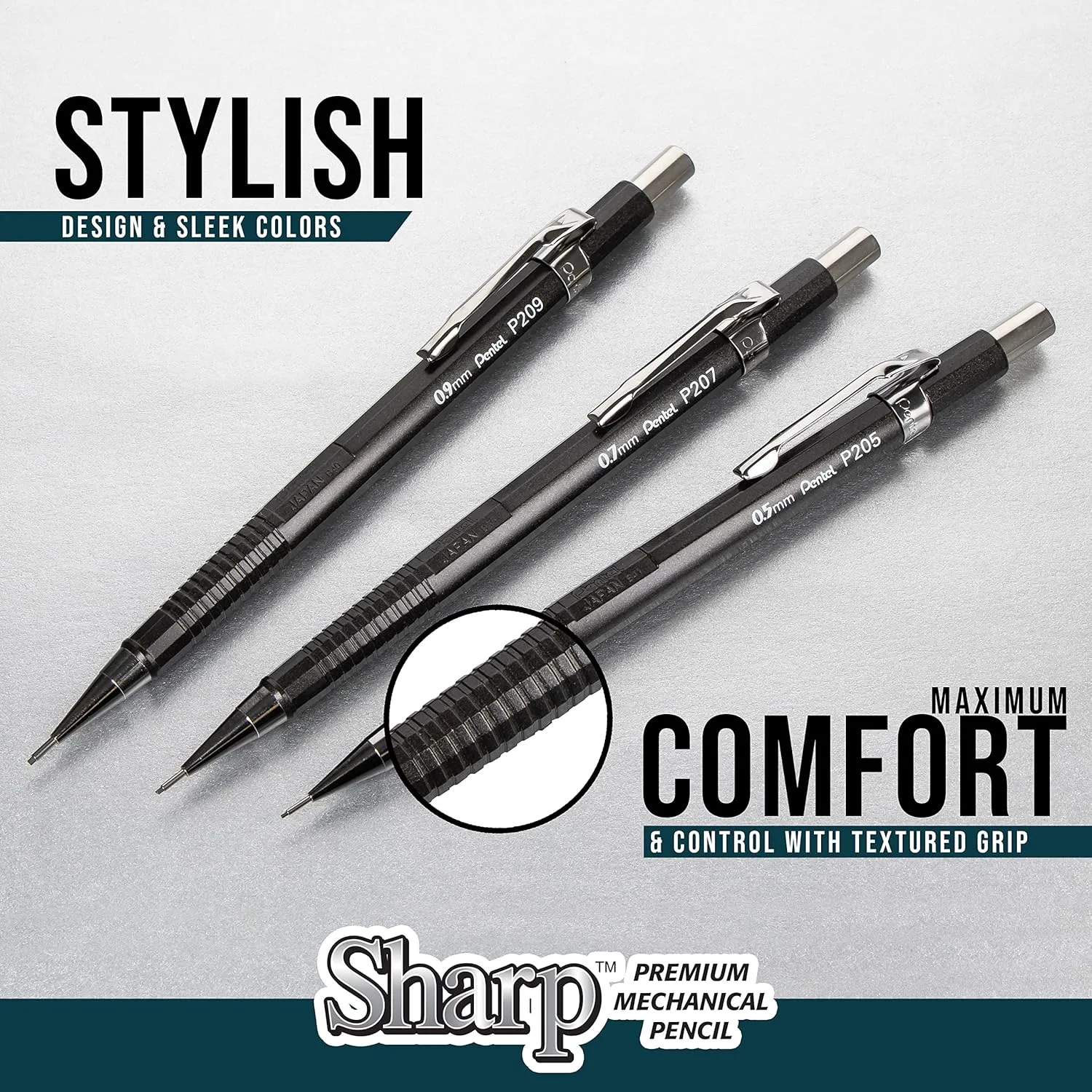 Pentel® Automatic Sharp™ Mechanical Pencils, 0.5 mm, Black, Pack Of 2