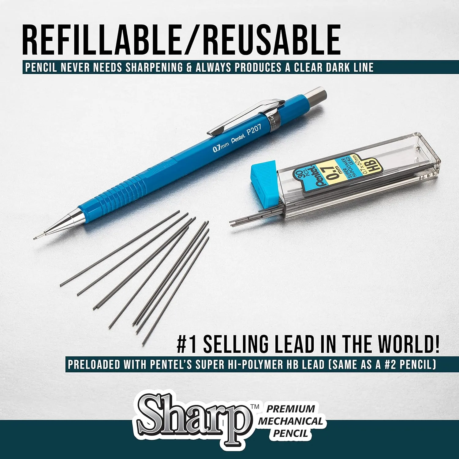 Pentel® Automatic Sharp™ Mechanical Pencils, 0.5 mm, Black, Pack Of 2