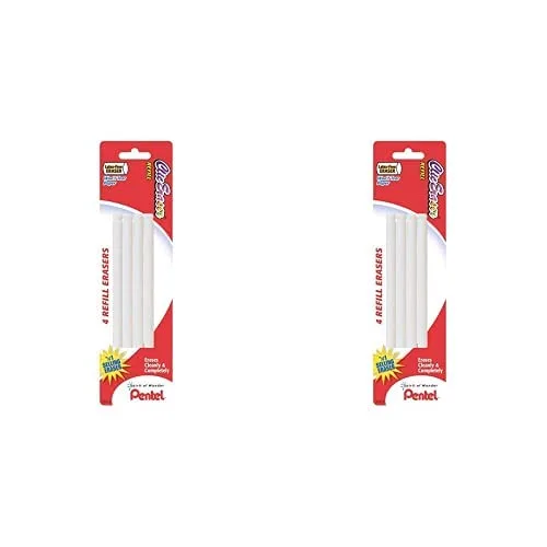 Pentel Clic Eraser Refills, 4 Count (Pack of 2), White - ZERBP4-K6