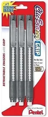 Pentel Clic Eraser Retractable Refillable Pen-Style Eraser, 3-Pack