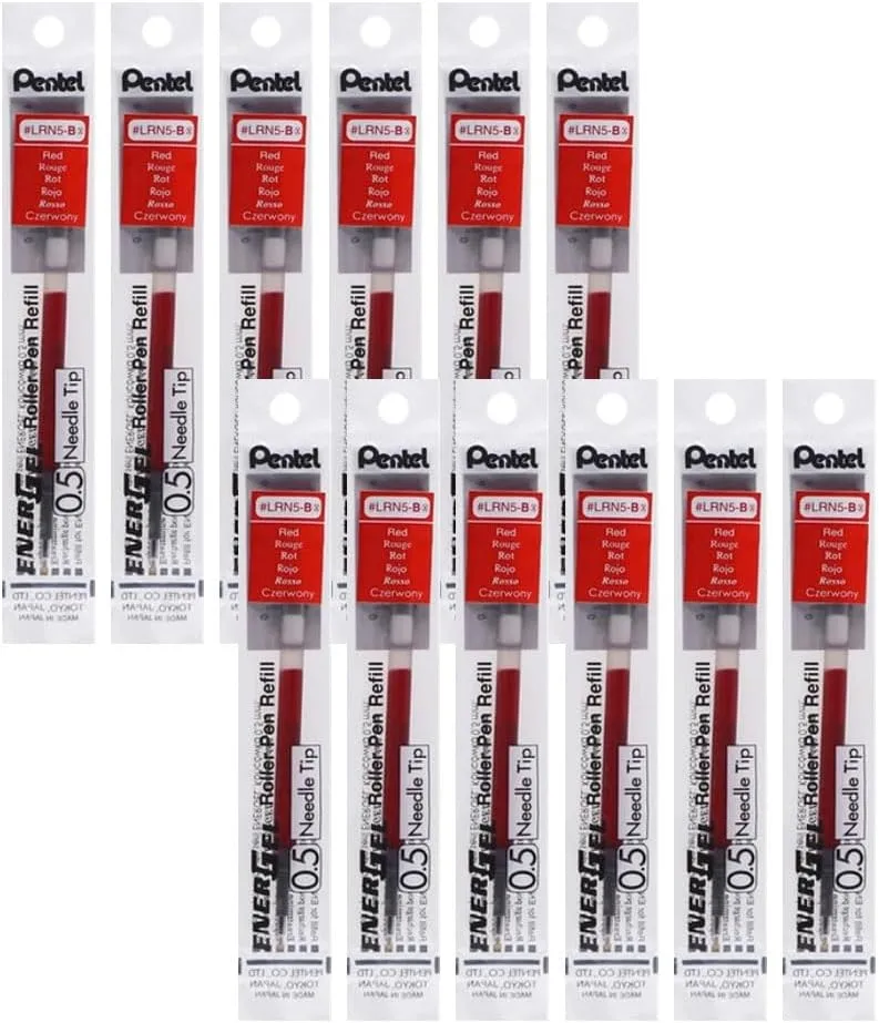 Pentel EnerGel Liquid Gel Pen Refills - 0.5mm Needle Tip - Box of 12