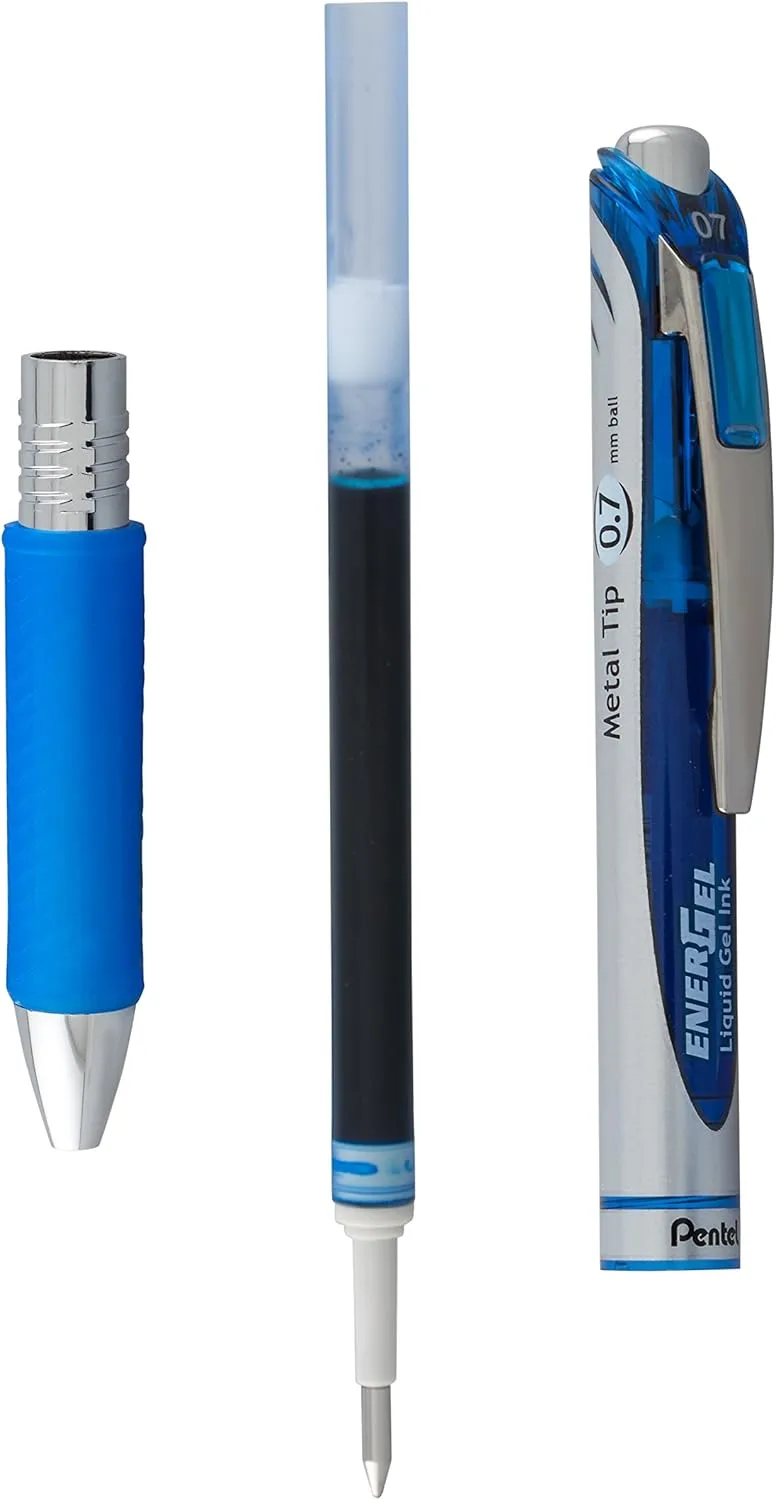 Pentel EnerGel Liquid Gel Pen Refill, 0.7 mm, Blue Ink, Metal Tip - 12/Box (LR7-C)